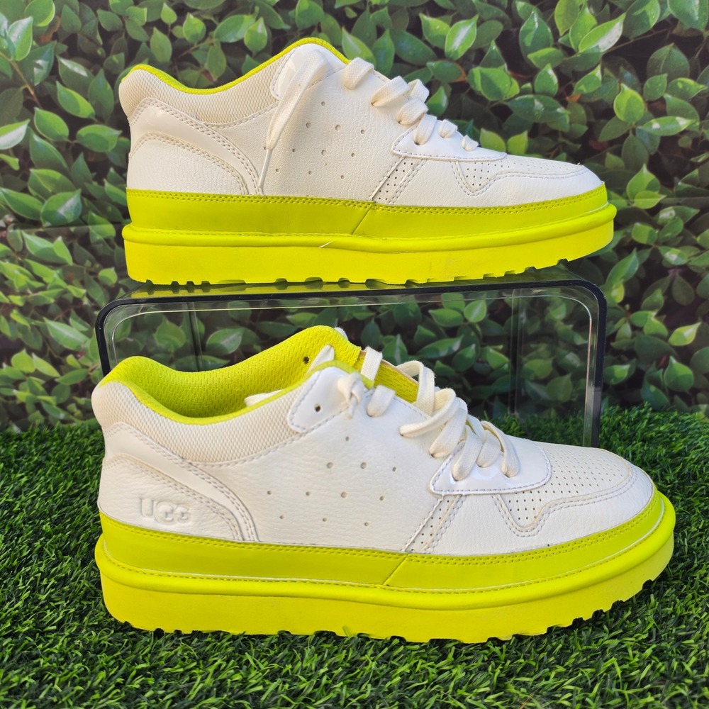 UGG CA805 Sulfur White Neon Yellow Leather Sneakers 1114262 Mens 12 - Picture 4 of 12